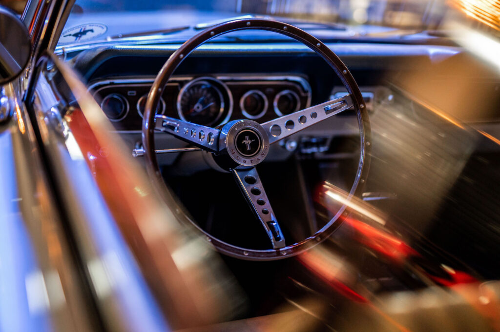 Closeup of Mustang Steering Wheel